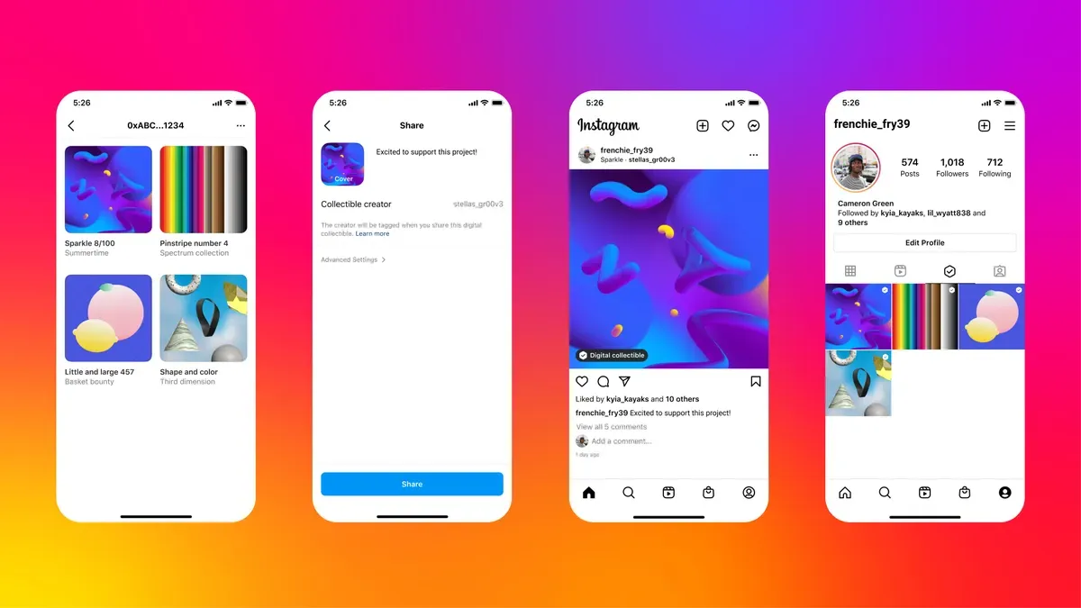 Users of Facebook and Instagram in the US can now share NFTs like Ethereum, Flow, and Polygon.